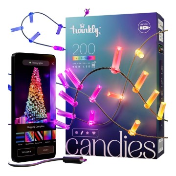 Twinkly - dimmbare RGB-LED-Lichterkette CANDIES, 200 LEDs, 14 m, USB, WLAN