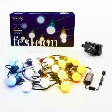 Twinkly - LED Outdoor-Dekokette FESTOON 20xLED 14m IP44 WLAN