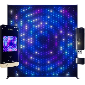 Twinkly - LED RGBW, dimmbar, musikalische Outdoor-Lichtwand LIGHTWALL 1120xLED 2,6x2,7 m IP44 Wi-Fi + Music Dongle