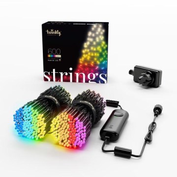 Twinkly - LED RGBW dimmbare Außen-Weihnachtslichterkette STRINGS 600xLED 51,5m IP44 Wi-Fi