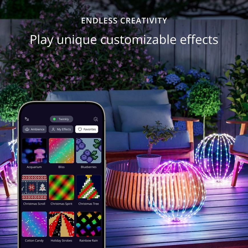 Twinkly - RGBW-LED dimmbar Außendekoration SPHERE 210 LEDs IP44 Wi-Fi