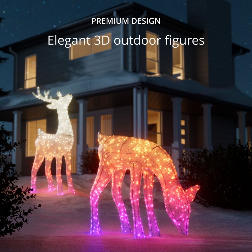 Twinkly - Dimmbares Outdoor-Weihnachtsrentier LED RGBW REINGEERS 160xLED IP44 Wi-Fi