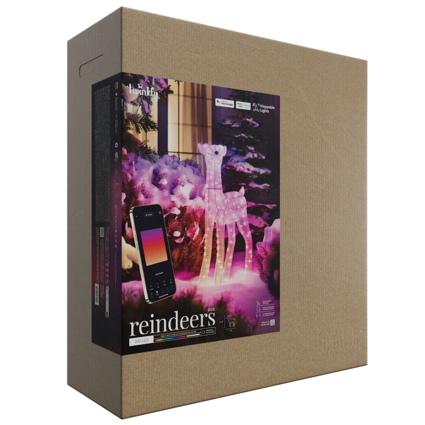 Twinkly - LED RGBW dimmbares Weihnachtsrentier für den Außenbereich REINGEERS 200 LEDs IP44 Wi‑Fi