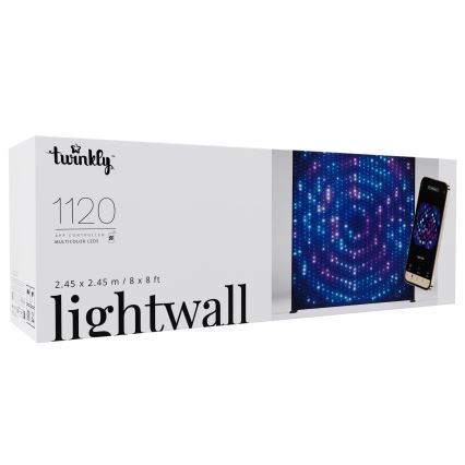 Twinkly - LED RGBW Dimmbarer Außen-Weihnachtsvorhang LIGHTWALL 1120xLED 2,6x2,7 m IP44 Wi-Fi + Musik-Dongle