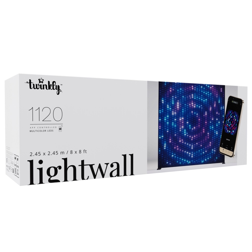 Twinkly - LED RGBW Dimmbarer Außen-Weihnachtsvorhang LIGHTWALL 1120xLED 2,6x2,7 m IP44 Wi-Fi + Musik-Dongle