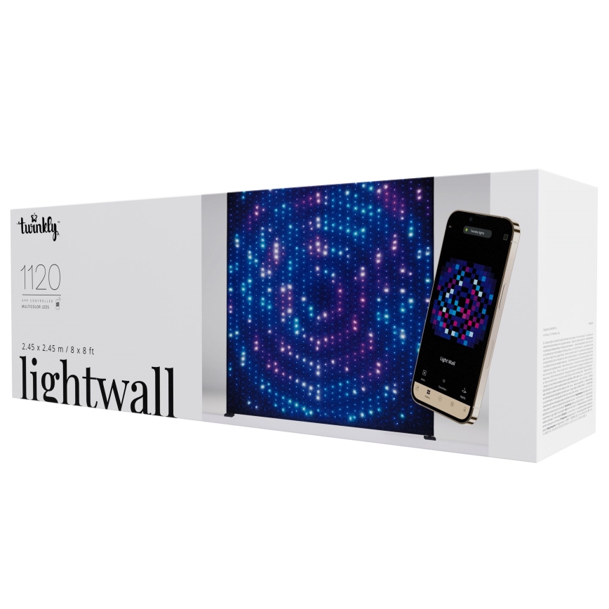 Twinkly - LED RGBW Dimmbarer Außen-Weihnachtsvorhang LIGHTWALL 1120xLED 2,6x2,7 m IP44 Wi-Fi + Musik-Dongle
