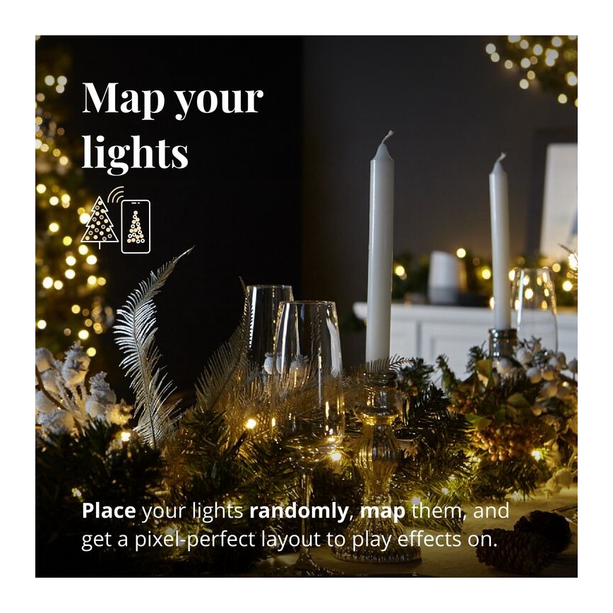 Twinkly - Dimmbare LED-RGBW-Weihnachtsdekoration PRE-LIT GARLAND 50xLED 3,15 m Wi-Fi