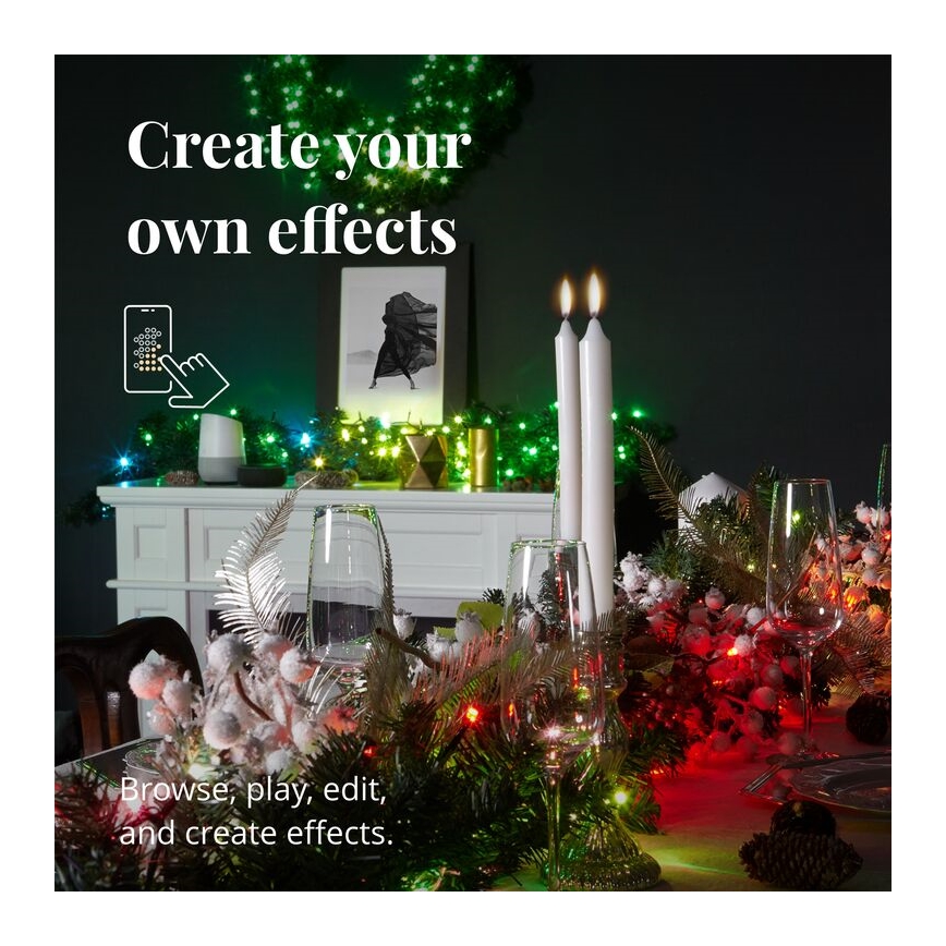 Twinkly - Dimmbare LED-RGBW-Weihnachtsdekoration PRE-LIT GARLAND 50xLED 3,15 m Wi-Fi
