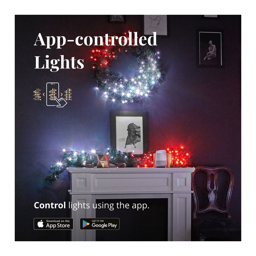 Twinkly - Dimmbare LED-RGBW-Weihnachtsdekoration PRE-LIT GARLAND 50xLED 3,15 m Wi-Fi