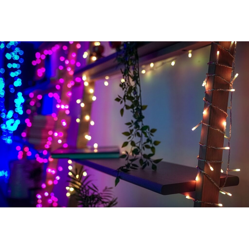 Twinkly - Dimmbarer LED-RGB-Weihnachtslichtervorhang für den Außenbereich ICICLE 190xLED 11,5m IP44 Wi-Fi