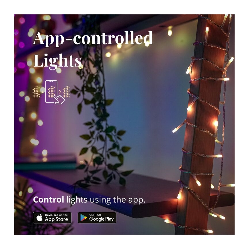 Twinkly - Dimmbarer LED-RGB-Weihnachtslichtervorhang für den Außenbereich ICICLE 190xLED 11,5m IP44 Wi-Fi
