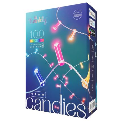 Twinkly - Dimmbare LED-RGB-Weihnachtskette CANDIES 100xLED 8 m USB Wi-Fi