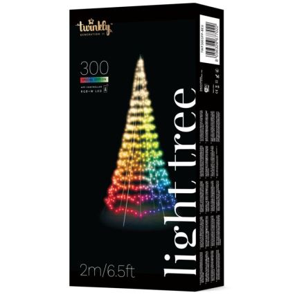 Twinkly - Dimmbarer LED-RGBW-Weihnachtsbaum für den Außenbereich LIGHT TREE 300xLED 2m IP44 Wi-Fi