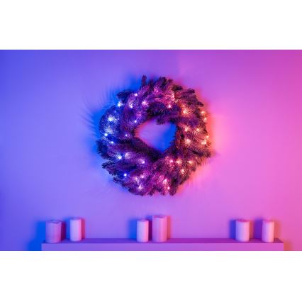 Twinkly - Dimmbarer LED-RGB-Weihnachtskranz PRE-LIT WREATH 50xLED d 61cm Wi-Fi