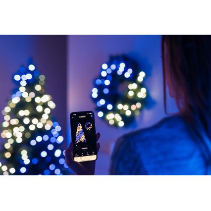 Twinkly - Dimmbarer LED-RGB-Weihnachtskranz PRE-LIT WREATH 50xLED d 61cm Wi-Fi