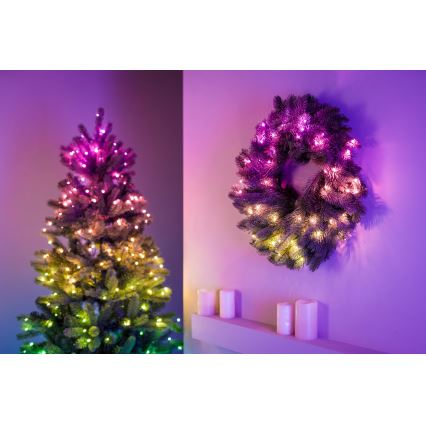 Twinkly - Dimmbarer LED-RGB-Weihnachtskranz PRE-LIT WREATH 50xLED d 61cm Wi-Fi