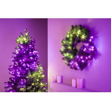 Twinkly - Dimmbarer LED-RGB-Weihnachtskranz PRE-LIT WREATH 50xLED d 61cm Wi-Fi