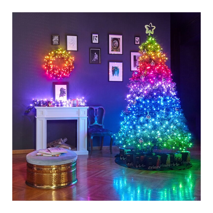 Twinkly - Dimmbarer LED-RGB-Weihnachtskranz PRE-LIT WREATH 50xLED d 61cm Wi-Fi