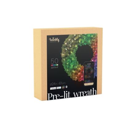 Twinkly - Dimmbarer LED-RGB-Weihnachtskranz PRE-LIT WREATH 50xLED d 61cm Wi-Fi