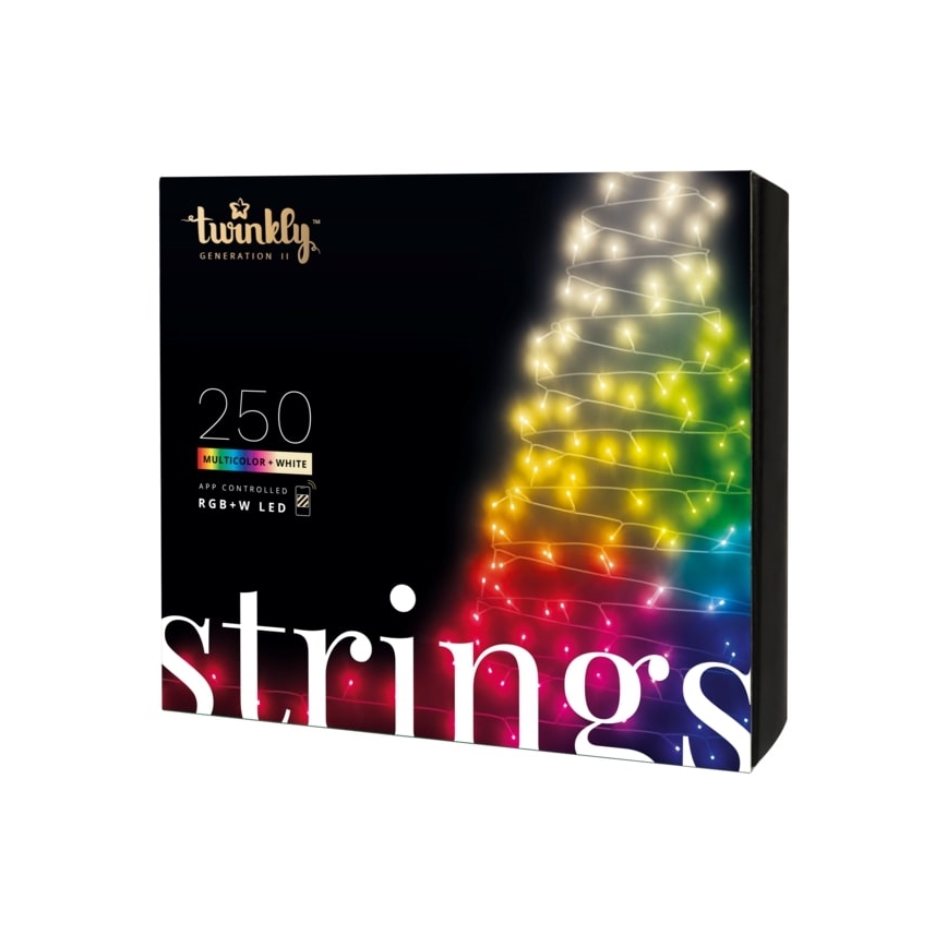 Twinkly - LED RGBW dimmbare Weihnachts-Lichterkette für den Außenbereich STRINGS 250xLED 23,5m IP44 Wi-Fi