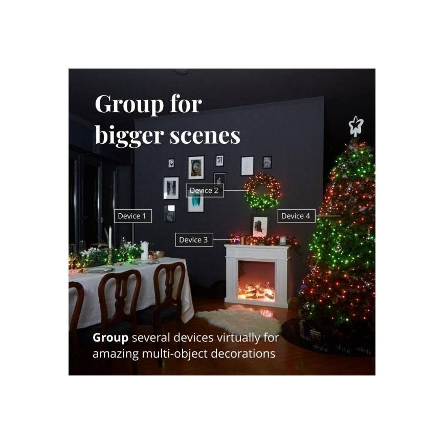 Twinkly - LED RGBW dimmbare Außen-Lichterkette STRINGS, 250 LEDs, 23,5 m, IP44, Wi-Fi