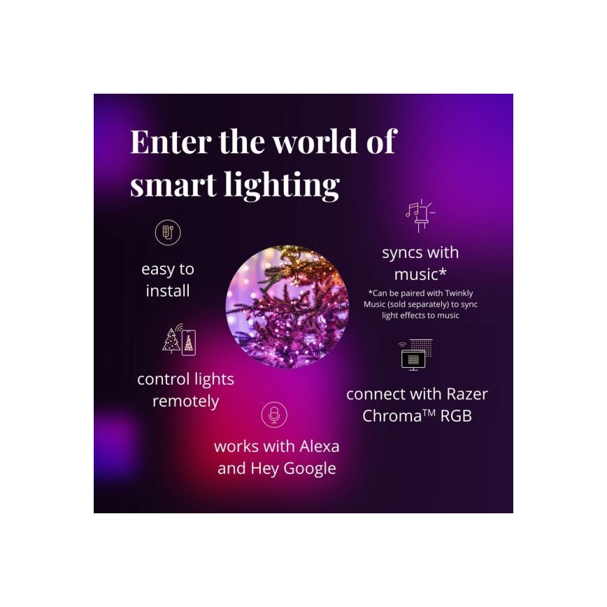 Twinkly - LED RGBW Dimmbare Weihnachts-Lichterkette STRINGS für den Außenbereich 250xLED 23,5m IP44 Wi-Fi