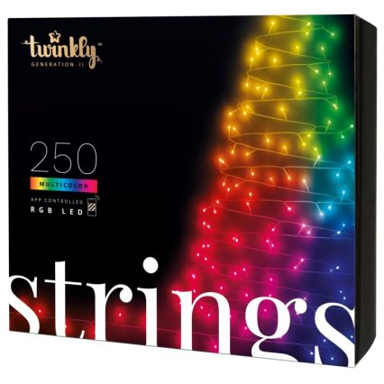 Twinkly - Dimmbare LED-RGB-Weihnachtslichterkette für den Außenbereich STRINGS 250xLED 23,5m IP44 Wi-Fi