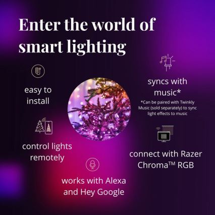 Twinkly - LED RGBW dimmbare Außen-Weihnachtslichterkette STRINGS 600xLED 51,5m IP44 Wi-Fi
