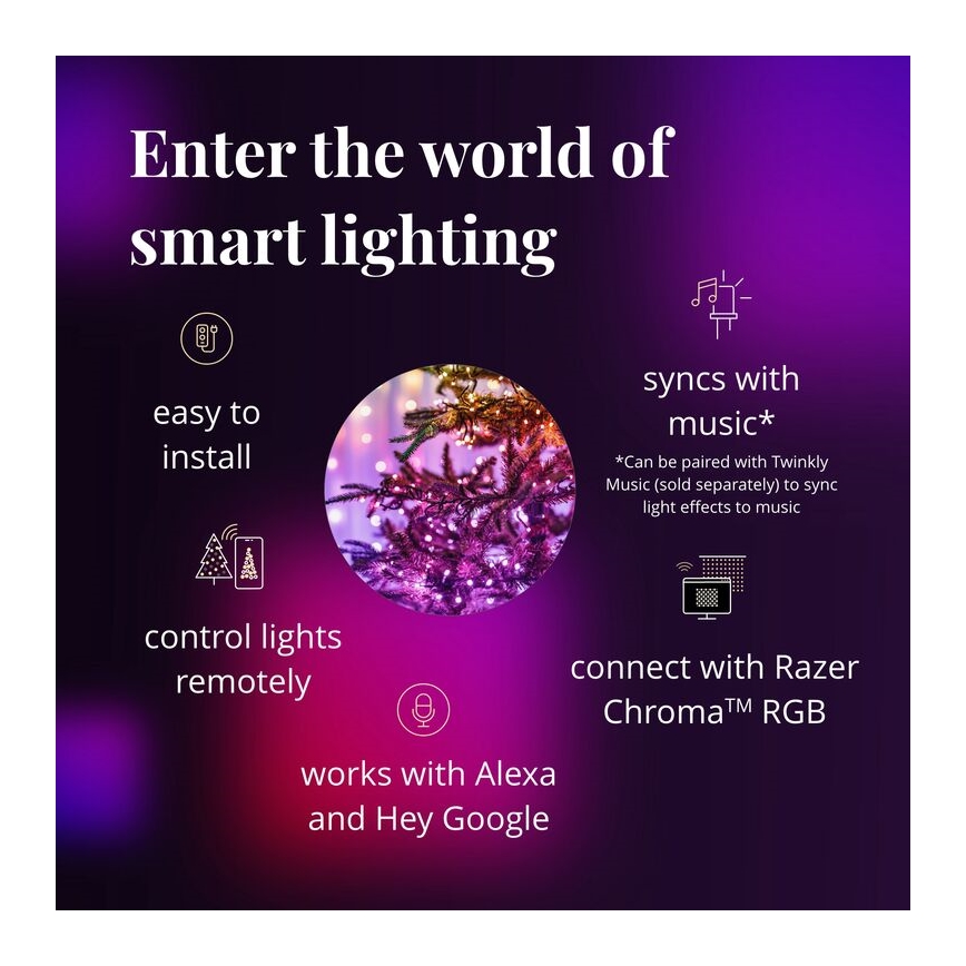 Twinkly - LED RGBW dimmbare Außen-Weihnachtslichterkette STRINGS 600xLED 51,5m IP44 Wi-Fi