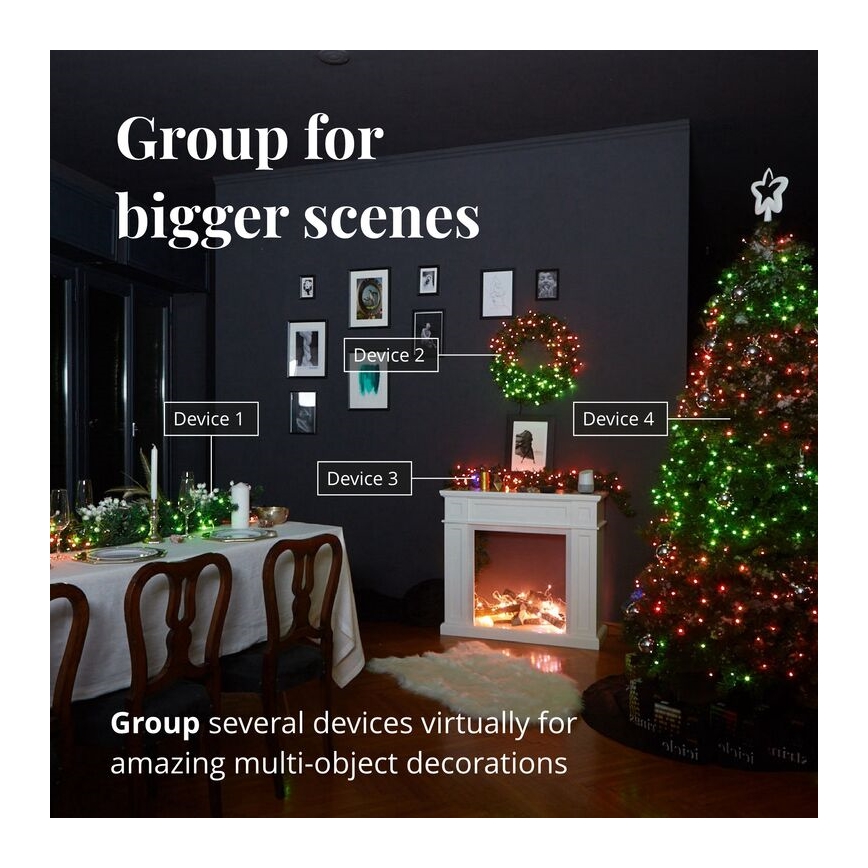 Twinkly - LED RGBW dimmbare Außen-Weihnachtslichterkette STRINGS 600xLED 51,5m IP44 Wi-Fi