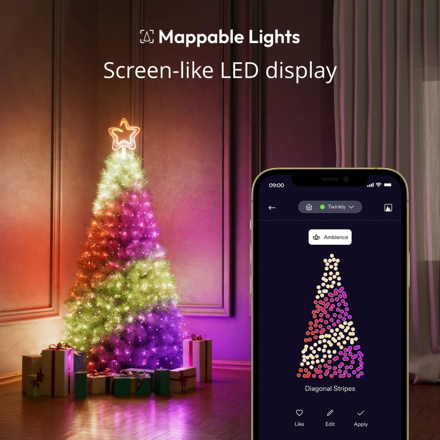 Twinkly - Dimmbarer LED-RGB-Weihnachtsstern TREE TOPPER 76xLED USB Wi-Fi
