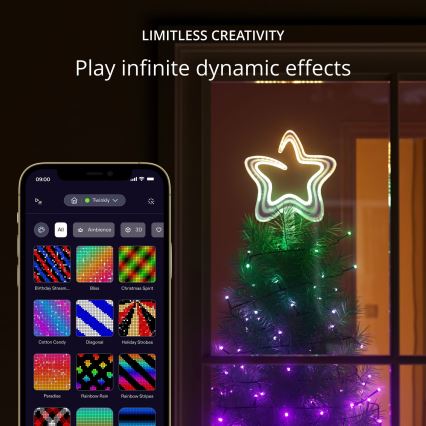 Twinkly - Dimmbarer LED-RGB-Weihnachtsstern TREE TOPPER 76xLED USB Wi-Fi