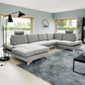 U-förmige, ausklappbare Polstergarnitur mit Stauraum AVESTA, grau