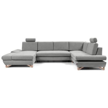 U-förmige, ausklappbare Polstergarnitur mit Stauraum AVESTA, grau