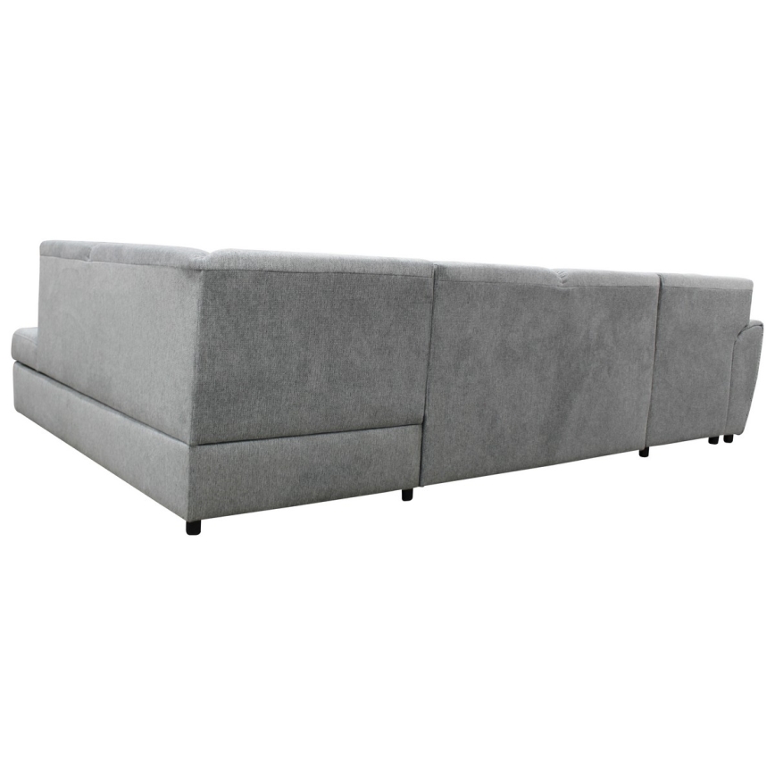 U-förmiges, ausziehbares Ecksofa SERPA mit Stauraum, rechts, grau