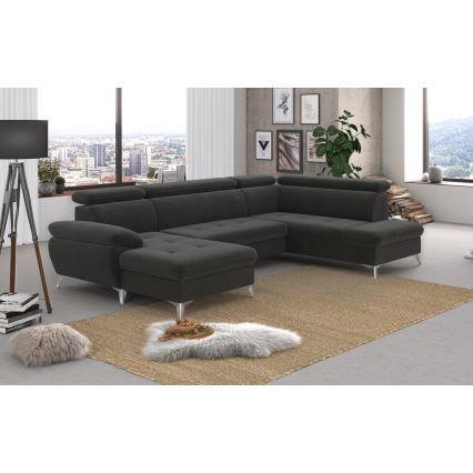 Eck-Schlafsofa mit Stauraum in U-Form CATANIA, rechts, Graphit