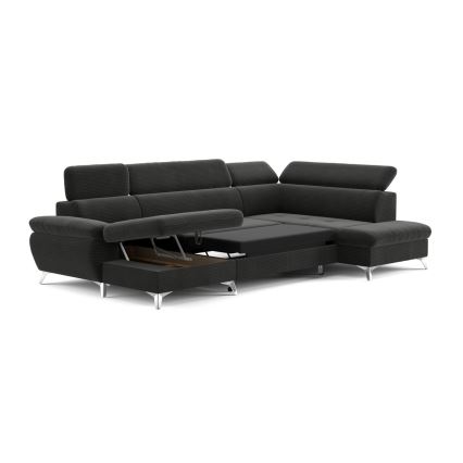 Eck-Schlafsofa mit Stauraum in U-Form CATANIA, rechts, Graphit