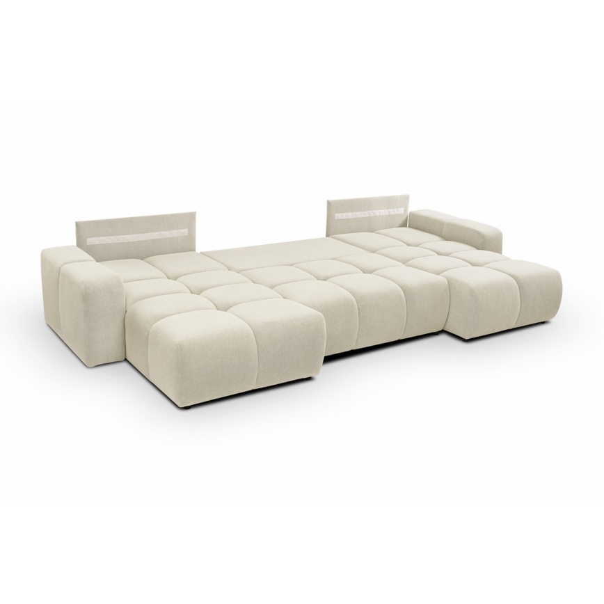 U-förmiges Klapp-Polstersofa mit Stauraum ALMADA beige