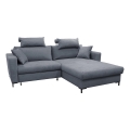 U-förmiges, klappbares Eck-Polstersofa HORTA rechts dunkelgrau