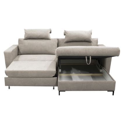 U-förmiges, klappbares Eck-Polstersofa HORTA rechts grau