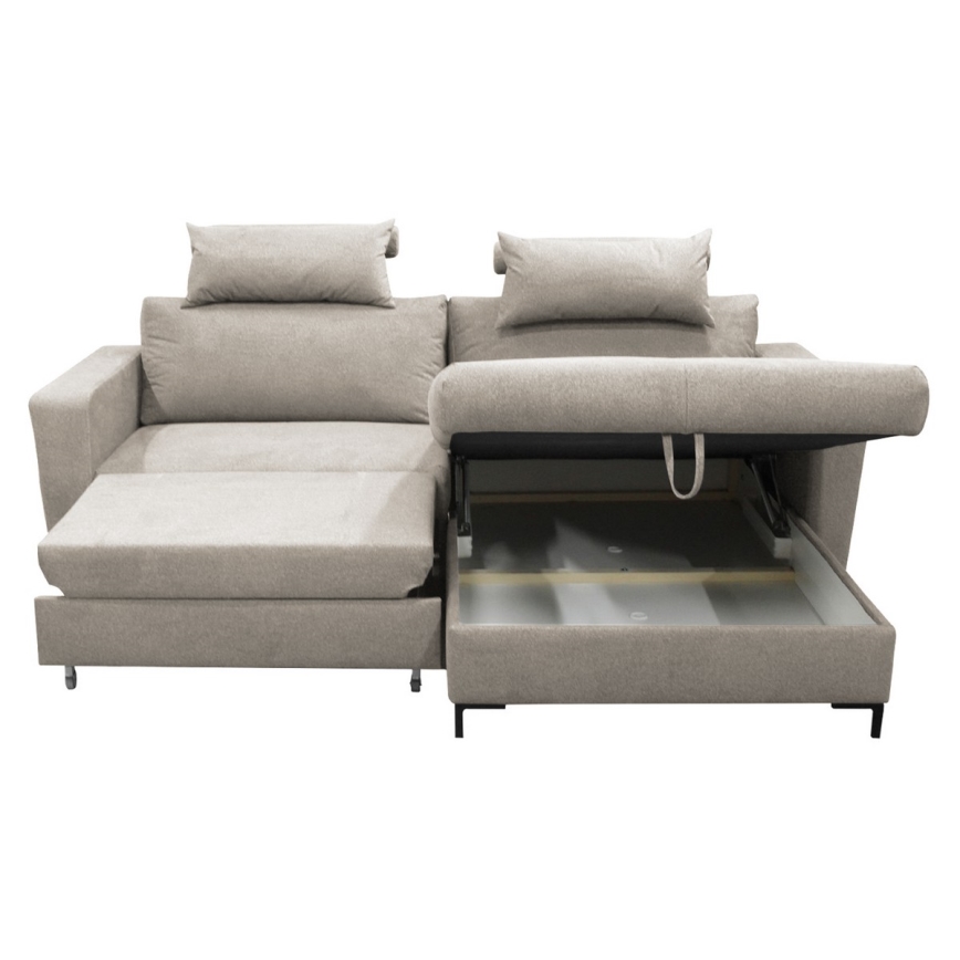 U-förmiges, klappbares Eck-Polstersofa HORTA rechts grau