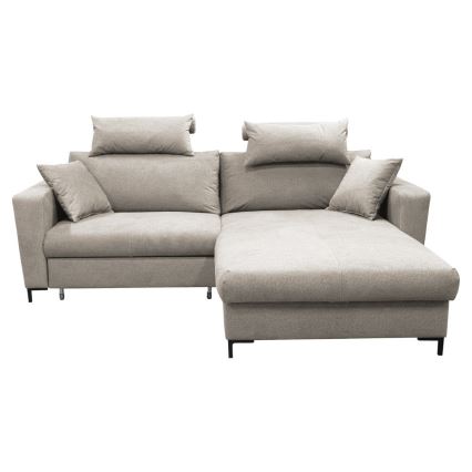 U-förmiges, klappbares Eck-Polstersofa HORTA rechts grau