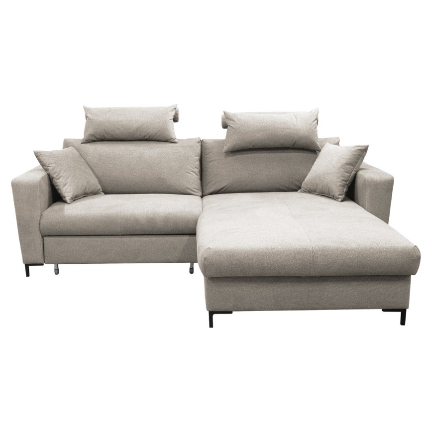 U-förmiges, klappbares Eck-Polstersofa HORTA rechts grau