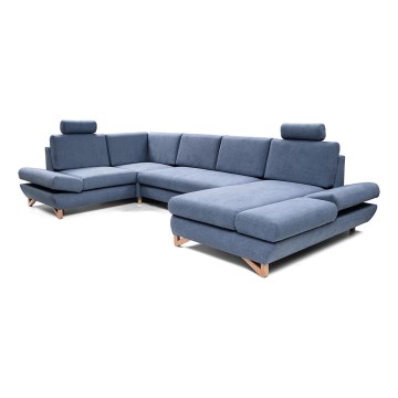 U-förmiges, klappbares Eck-Polstersofa mit Stauraum AVESTA blau