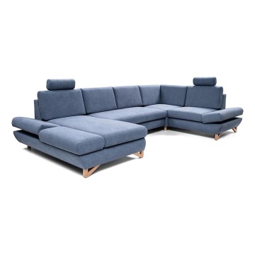 U-förmiges, klappbares Eck-Polstersofa mit Stauraum AVESTA blau