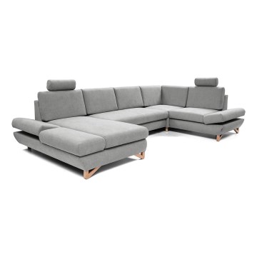 U-förmiges, klappbares Eck-Polstersofa mit Stauraum AVESTA grau