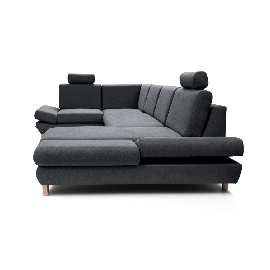U-förmiges, klappbares Eck-Polstersofa mit Stauraum AVESTA links anthrazit