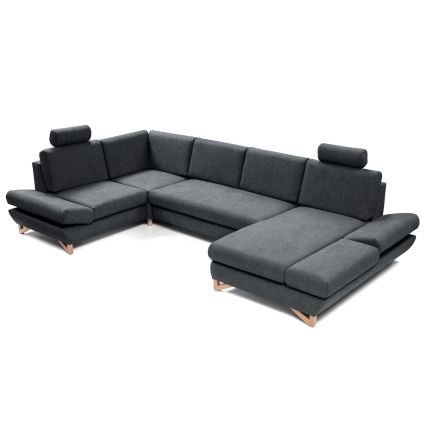 U-förmiges, klappbares Eck-Polstersofa mit Stauraum AVESTA links anthrazit