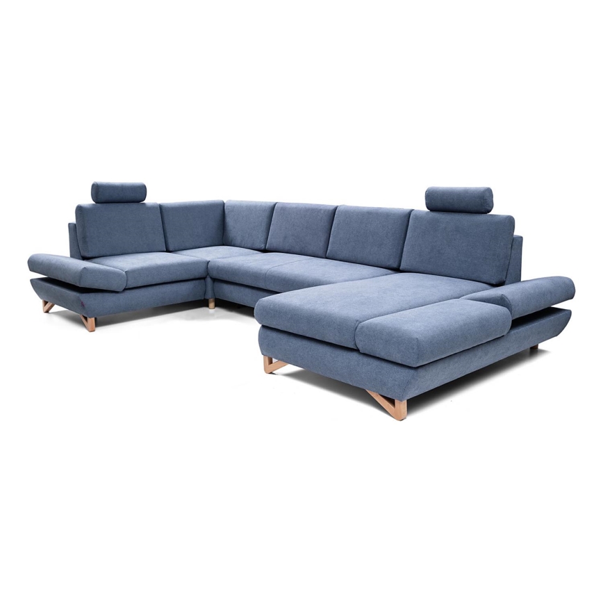 U-förmiges, klappbares Eck-Polstersofa mit Stauraum AVESTA links blau