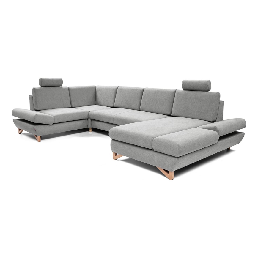 U-förmiges, klappbares Eck-Polstersofa mit Stauraum AVESTA links grau